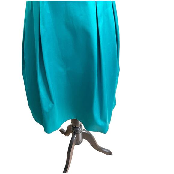 Karen Millen Satin Skater Dress Size 10 Fit & Flare Teal Blue Party Cocktail - Picture 6 of 10